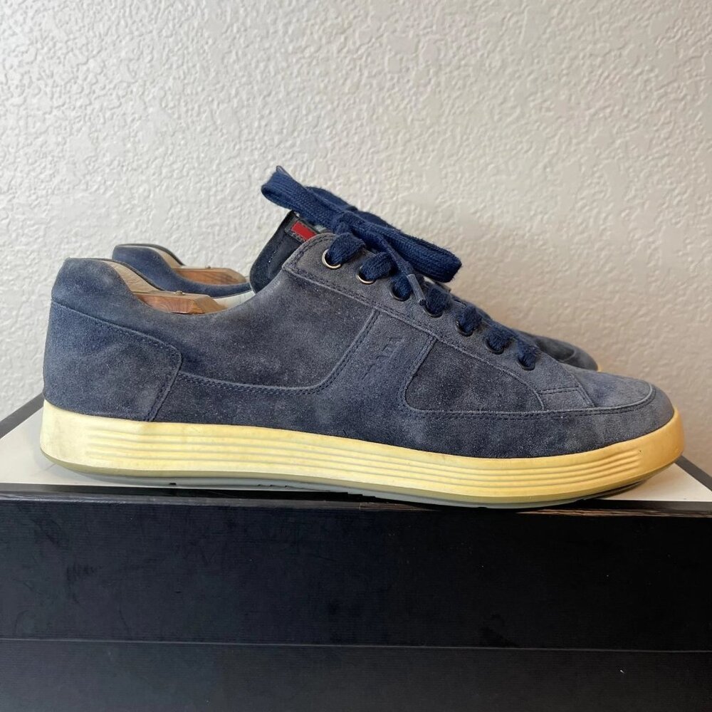 Prada 2646 Navy Blue Suede Casual Sneaker Shoes Low Top Men's 9.5 UK/10.5 US - Picture 3 of 13